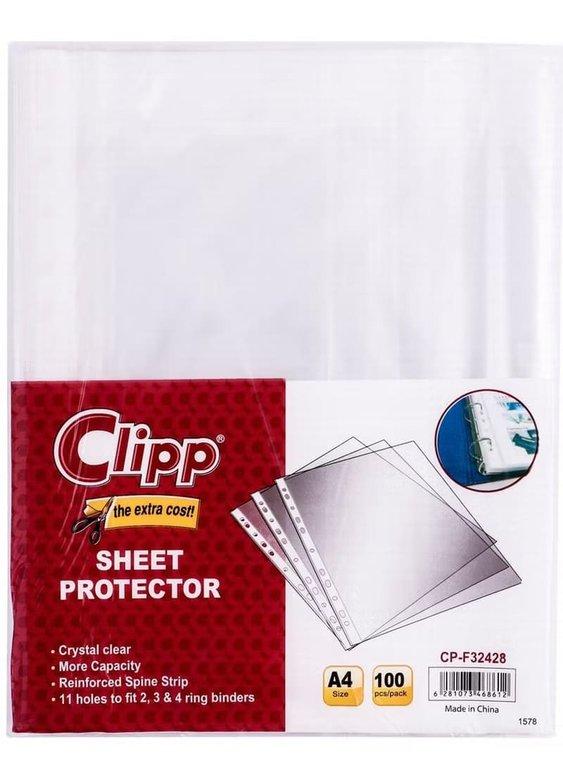 Clip Sheet Protector 1X100 A4 AA-F32428 40MIC